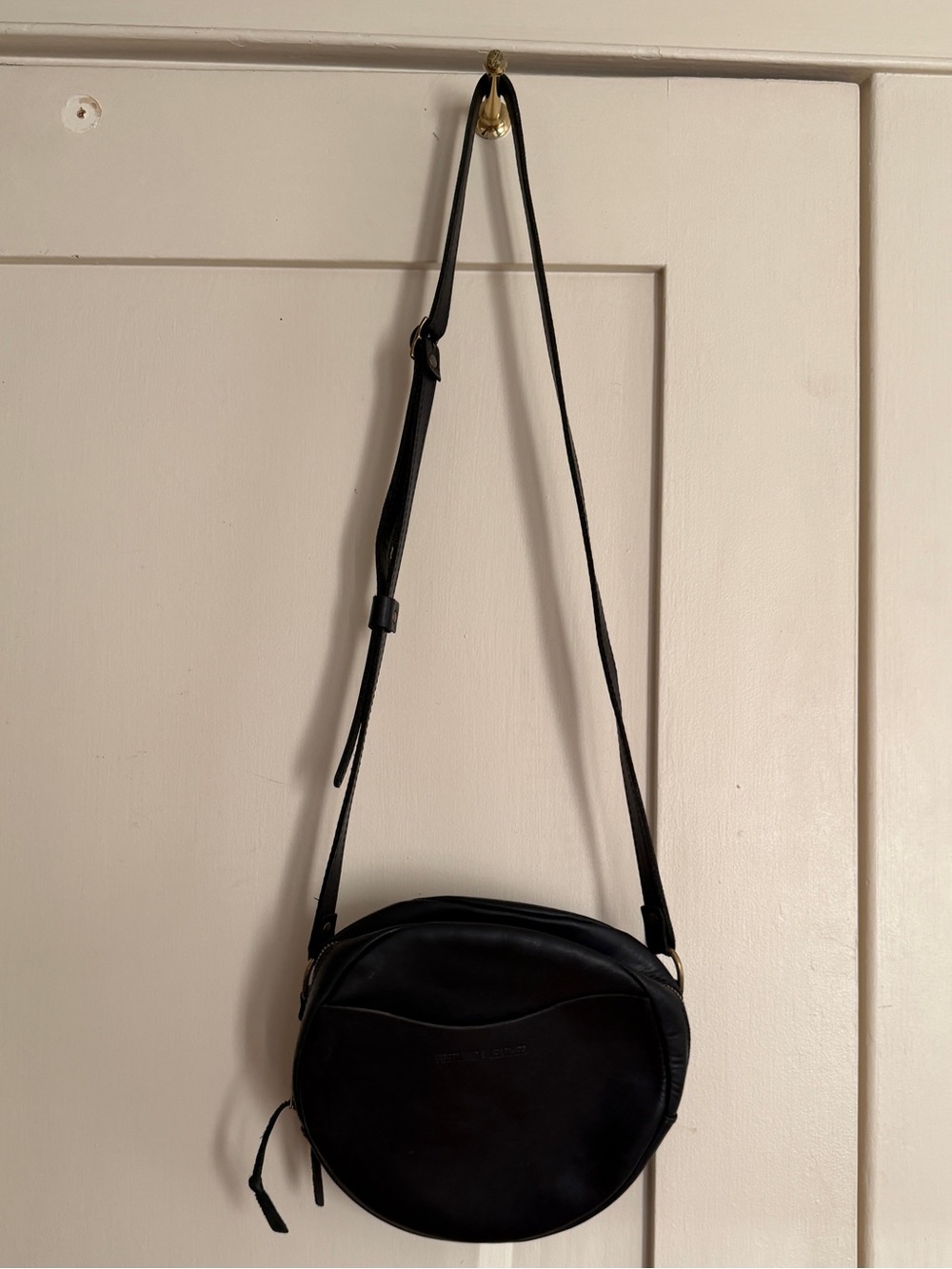 Portland Leather Company Black Leather Round Crossbody Bag - Women